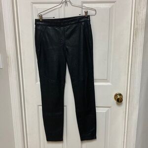 Free People Charcoal leather like Textured Pants